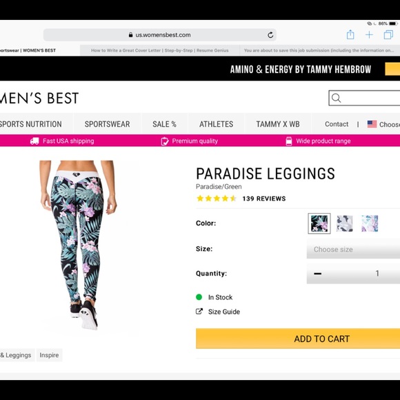 Tropical print athletic leggings - Picture 3 of 8